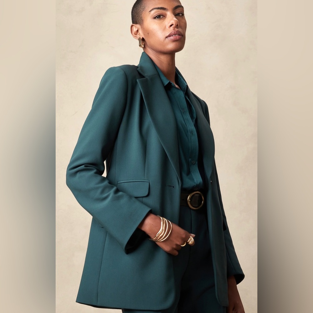 Luxury Teal Riding Jacket from Banana Republic Factory Size 18 New w/o Tags